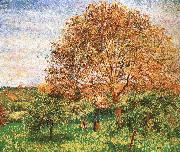 Camille Pissarro Red sky under the apple tree painting